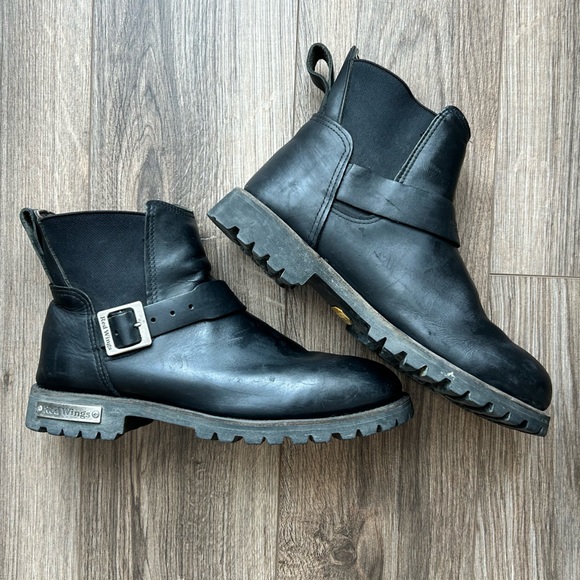 Red Wing 977 Pull On Black Leather Ankle Biker Boots | 10.5 - Picture 2 of 10